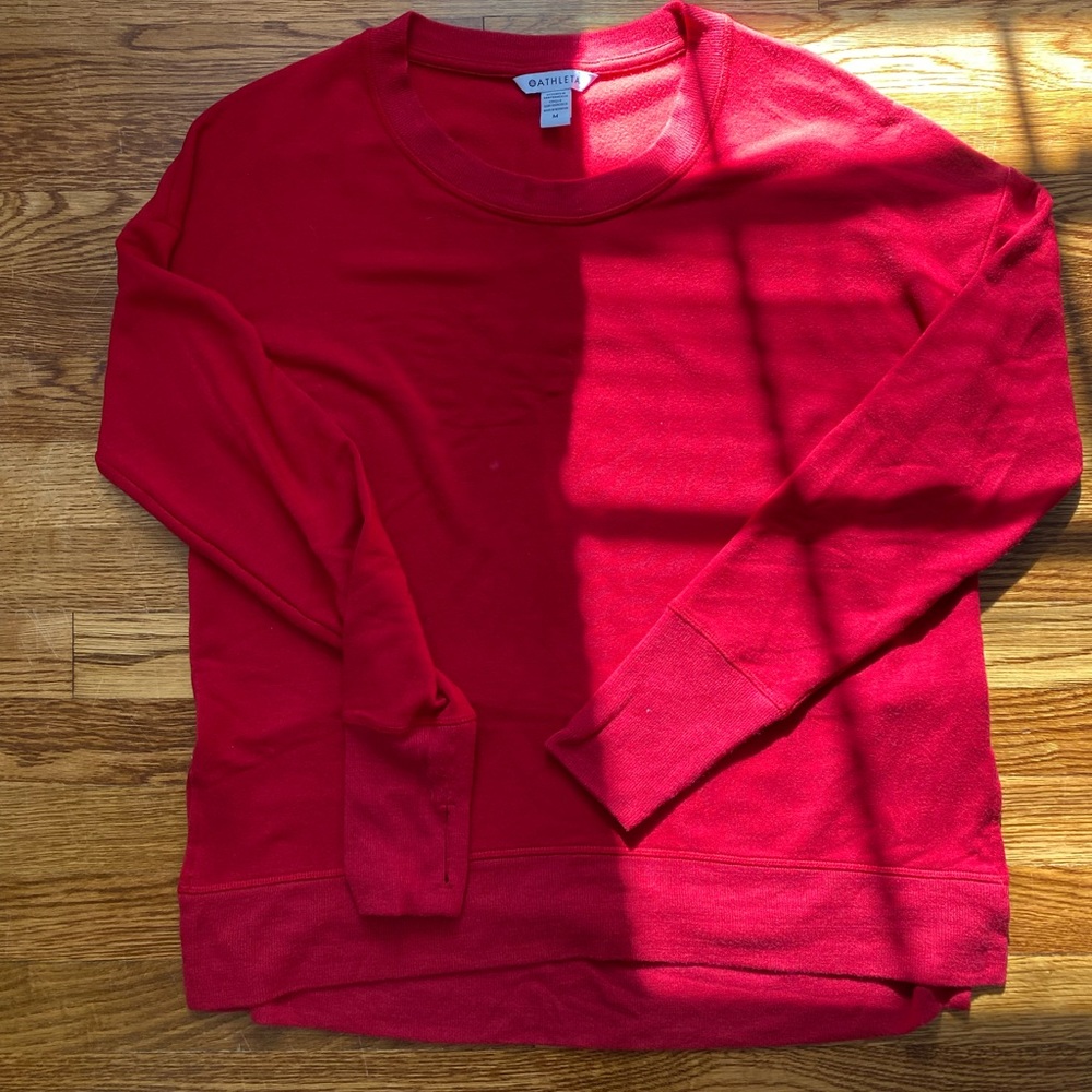 Athleta Coaster Luxe Sweatshirt Medium Candy Red